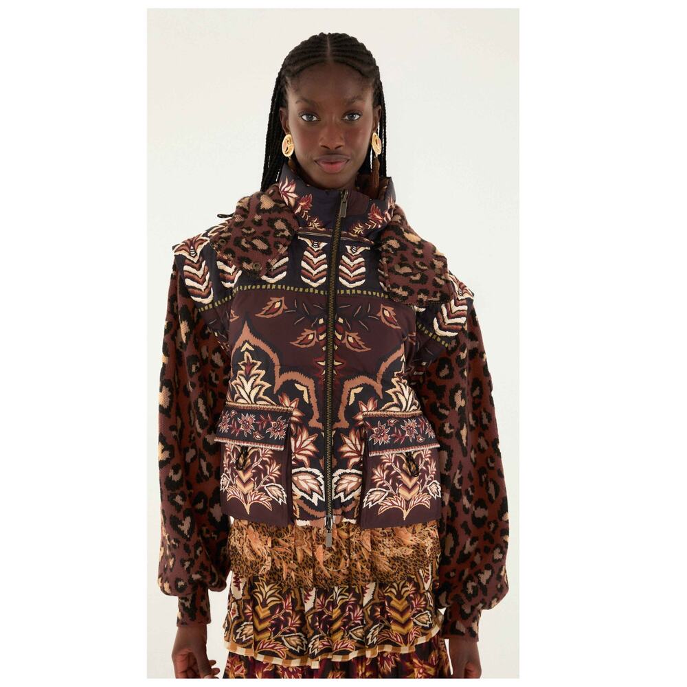 Farm Rio Brown Winter Ainika Puffer Jacket Size Medium